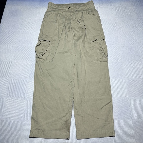 Athleta Pants - Athleta Paradise Straight Leg Cargo Pants Womens Small Khaki Linen Blend Stretch
